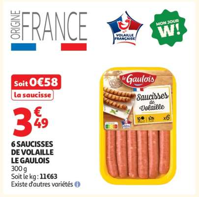 6 Saucisses De Volaille Le Gaulois