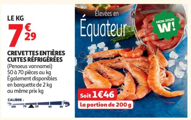 Crevettes Entières Cuites Réfrigérées