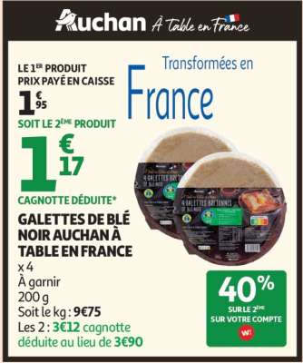 GALETTES DE BLÉ NOIR AUCHAN À TABLE EN FRANCE