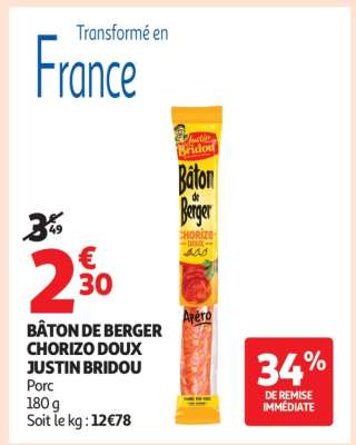 BÂTON DE BERGER CHORIZO DOUX JUSTIN BRIDOU