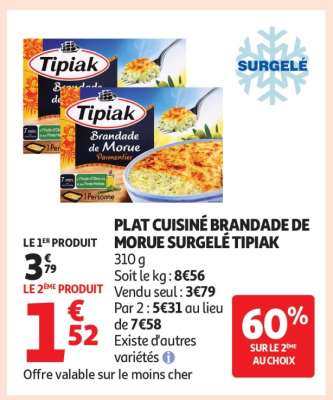 PLAT CUISINÉ BRANDADE DE MORUE SURGELÉ TIPIAK