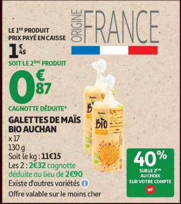 GALETTES DE MAÏS BIO AUCHAN