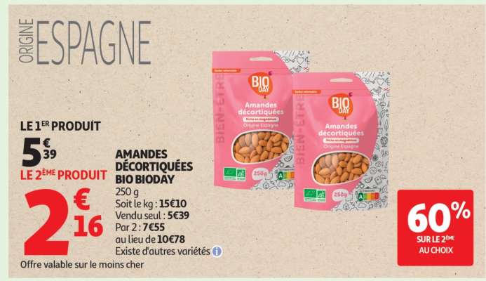 AMANDES DÉCORTIQUÉES BIO BIODAY