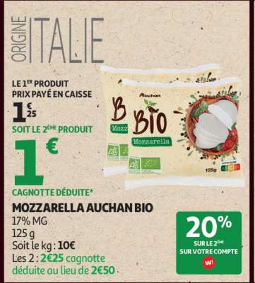 MOZZARELLA AUCHAN BIO