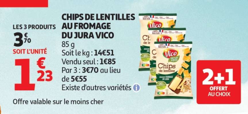 CHIPS DE LENTILLES AU FROMAGE DU JURA VICO