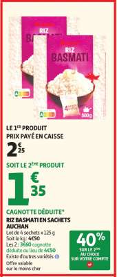 RIZ BASMATI EN SACHETS AUCHAN
