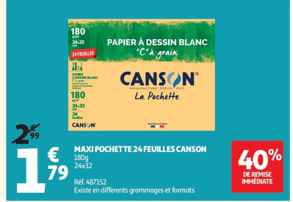 MAXI POCHETTE 24 FEUILLES CANSON