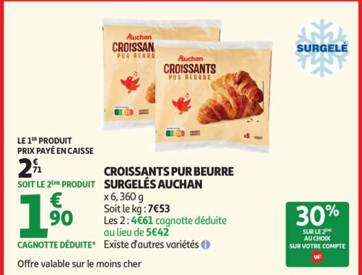 Croissants Pur Beurre Surgelés Auchan