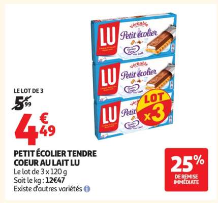 Petit Écolier Tendre Cœur Au Lait Lu