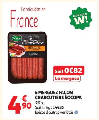 6 MERGUEZ FAÇON CHARCUTIÈRE SOCOPA