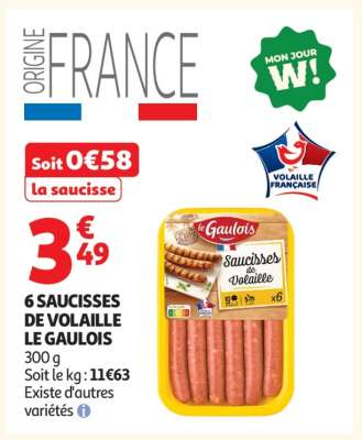 6 Saucisses De Volaille Le Gaulois