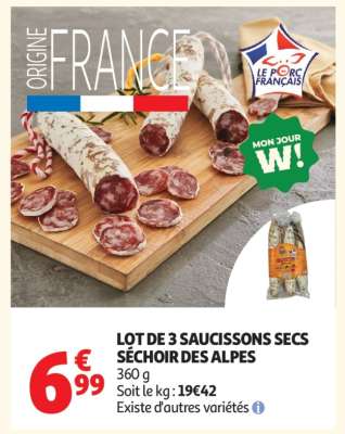 Lot De 3 Saucissons Secs Sechoir Des Alpes