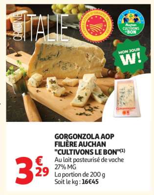 Gorgonzola Aop Filière Auchan "Cultivons Le Bon"