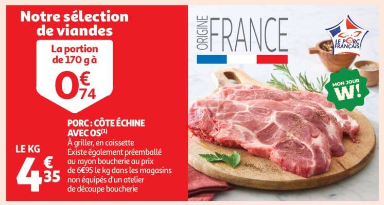 Porc : Côte Échine Avec Os