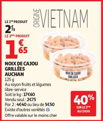 Noix De Cajou Grillées Auchan