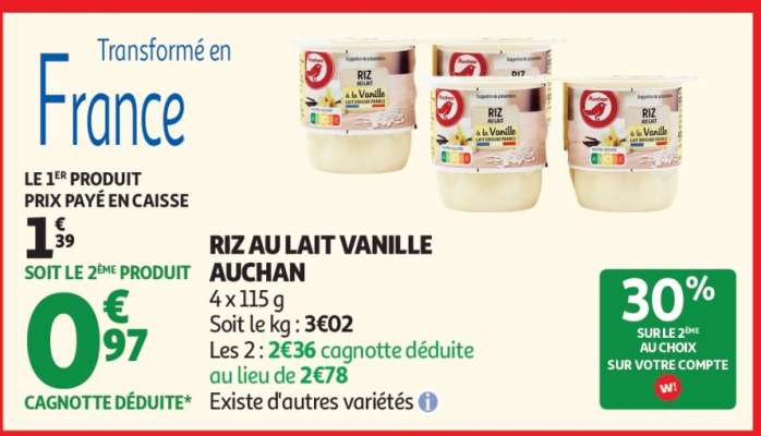 RIZ AU LAIT VANILLE AUCHAN