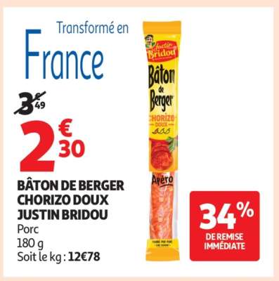 BÂTON DE BERGER CHORIZO DOUX JUSTIN BRIDOU