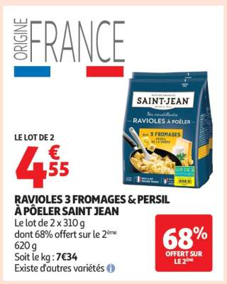 RAVIOLES 3 FROMAGES & PERSIL À POÊLER SAINT JEAN
