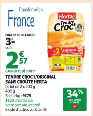 TENDRE CROC' L'ORIGINAL SANS CROÛTE HERTA