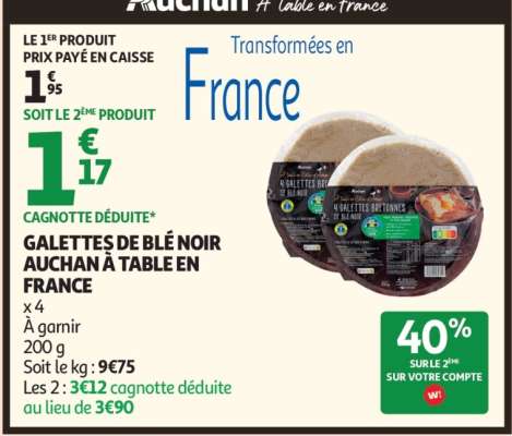 GALETTES DE BLÉ NOIR AUCHAN À TABLE EN FRANCE