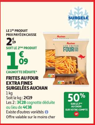 Frites Au Four Extra Fines Surgelées Auchan