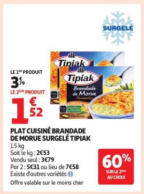 PLAT CUISINÉ BRANDADE DE MORUE SURGELÉ TIPIAK