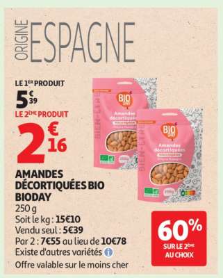 AMANDES DÉCORTIQUÉES BIO BIODAY