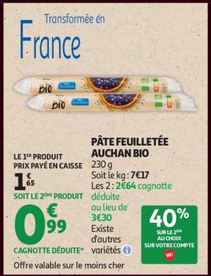 PÂTE FEUILLETÉE AUCHAN BIO