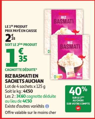 RIZ BASMATI EN SACHETS AUCHAN
