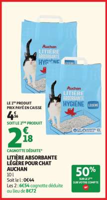 LITIÈRE ABSORBANTE LÉGÈRE POUR CHAT AUCHAN