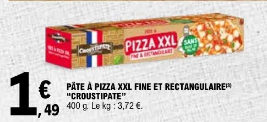 PÂTE À PIZZA XXL FINE ET RECTANGULAIRE "CROUSTIPATE"