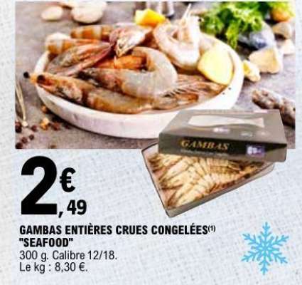 GAMBAS ENTIÈRES CRUES CONGELÉES "SEAFOOD"