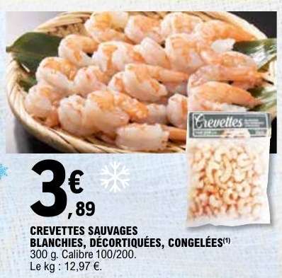 CREVETTES SAUVAGES BLANCHIES, DÉCORTIQUÉES, CONGELÉES