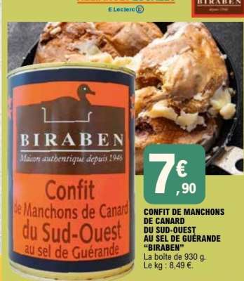 Confit de Manchons de Canard du Sud-Ouest au Sel de Guérande "Biraben"