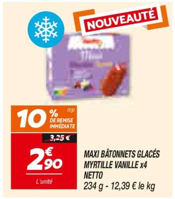 MAXI BÂTONNETS GLACÉS MYRTILLE VANILLE x4
