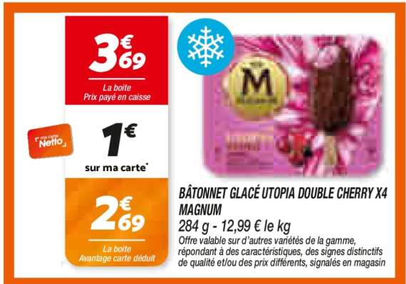 BÂTONNET GLACÉ UTOPIA DOUBLE CHERRY X4 MAGNUM