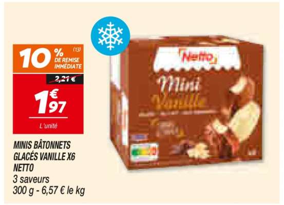 MINIS BÂTONNETS GLACÉS VANILLE X6 NETTO