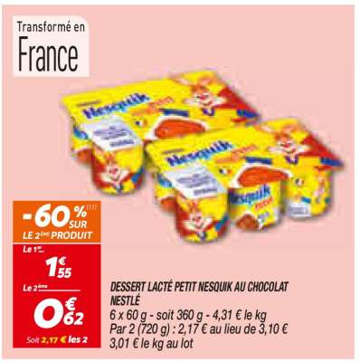 Dessert lacté Petit Nesquik au chocolat Nestlé