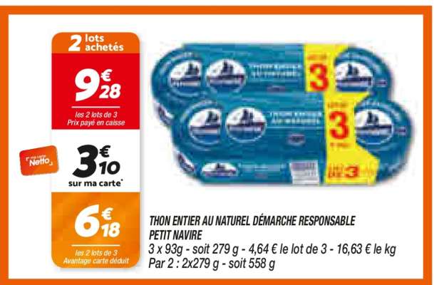 Thon entier au naturel Démarche Responsable Petit Navire