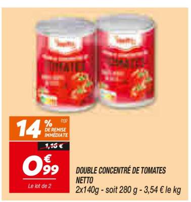 DOUBLE CONCENTRÉ DE TOMATES NETTO