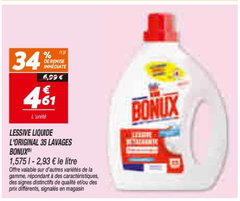 LESSIVE LIQUIDE L'ORIGINAL 35 LAVAGES BONUX