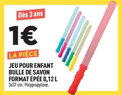 JEU POUR ENFANT BULLE DE SAVON FORMAT ÉPÉE 0,12 L