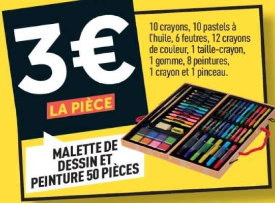 MALETTE DE DESSIN ET PEINTURE 50 PIÈCES