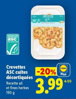 Crevettes ASC cuites décortiquées