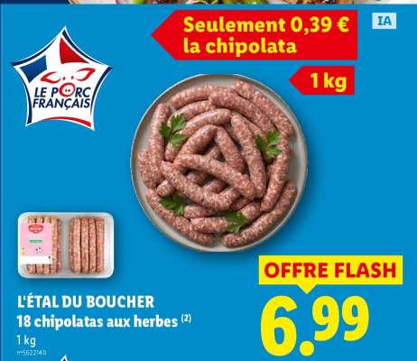 L'ÉTAL DU BOUCHER 18 chipolatas aux herbes