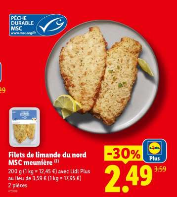 Filets de limande du Nord MSC meunière