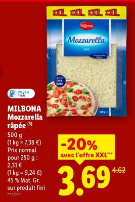 Milbona Mozzarella râpée