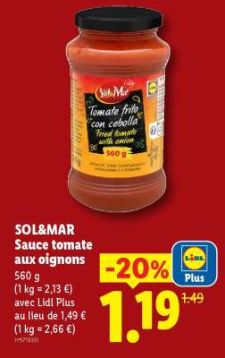 SOL & MAR Sauce tomate aux oignons