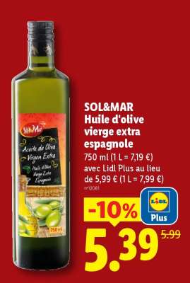 SOL&MAR Huile d'olive vierge extra espagnole
