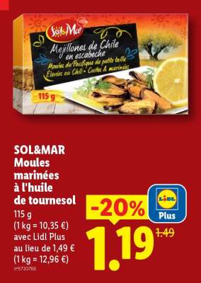 SOL & MAR Moules marinées à l'huile de tournesol